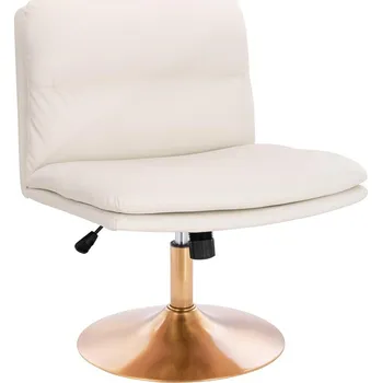 Otočné křeslo ekokůže Nappa na zlatém talíři - bílé