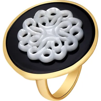 Prsten Pozlacený prsten z mosazi s achátem a perletí - AR536-8181