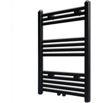 Radiátor vidaXL Černý žebříkový radiátor na ručníky rovný ústřední topení 500 x 764 mm [141889] Barva: Černá