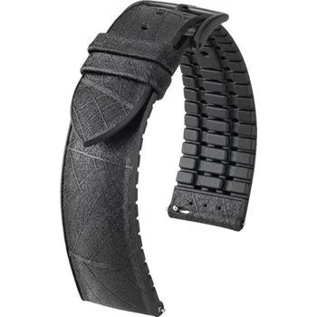 Řemínek na hodinky Řemínek Hirsch Leaf - černý - 22 mm - L – Standardní délka (doporučujeme) - 20 mm - Černá + 5 let záruka a dárek ZDARMA