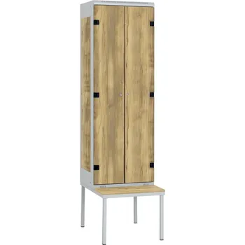 Šatní skříň TRITON šatní skříň 2-dveřová s lavicí, kov-lamino T2195, šedá - dub Baroque Gold + doprava zdarma