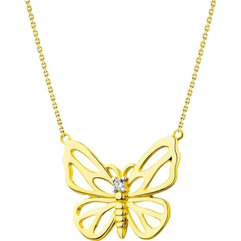Náhrdelník Zlatý náhrdelník s briliantem - motýl - 0,01 ct - ryzost 585 - 220.340