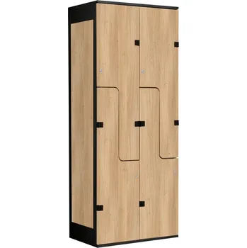 TRITON šatní skříň se 4 boxy a dveřmi ve tvaru Z, kov-lamino T1970, černá - dub Nagano + doprava zdarma