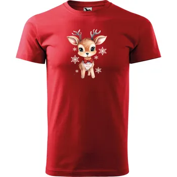 MALFINI Vánoční tričko Basic, červené, malý Sobík Velikost: 5XL