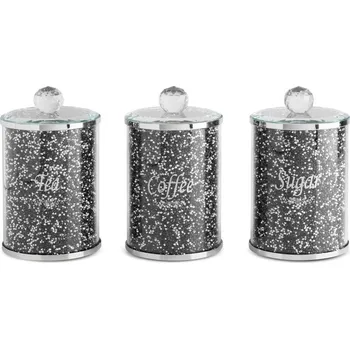 Dóza na potraviny Kuchyňská sada 3 nádob na čaj, kávu a cukr ve stylu GLAMOUR 10x17cm - stříbrná