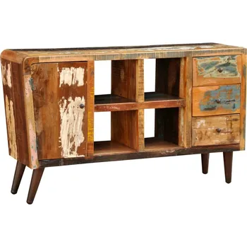 Příborník do zásuvky vidaXL Skříňka s dvířky, 4 policemi a 3 zásuvkami recyklované dřevo [240957]