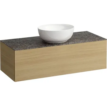 Umyvadlo Alessi One - zásuvkový element 1200, s jednou zásuvkou, s výřezem uprostřed, top Marrone Naturale, pro umyvadlo H818975/6, H818977/8, světlý dub H4323110972501