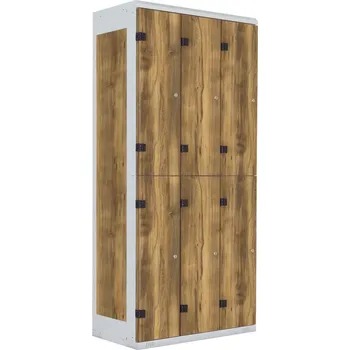 TRITON šatní skříň se 6 boxy kov-lamino T1970, šedá - dub Baroque Amber + doprava zdarma