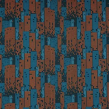 Úplet B0094 petrolejový, oranžovo-modré mrakodrapy, š.170