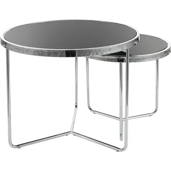 Konferenční stolek Stolek konferenční sada 2ks chrom/černá SALVA