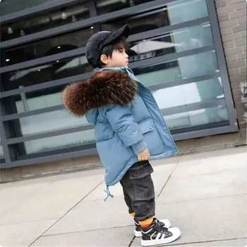 Dívčí bunda Dětská zimní bunda s extra mohutným kožíškem na kapuci Barva: modrá, Velikost: 140/ 7-8 let