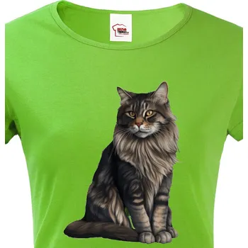 Dámské tričko Dámská tričko Kočka, Barva Zelená, Velikost S, Canvas Dámské tričko s krátkým rukávem Bezvatriko.cz 2139