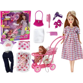 Panenka Mamido Sada panenek Lucy Těhotná maminka s dítětem kočárek