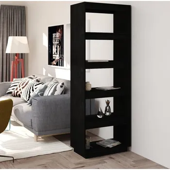 Knihovna vidaXL Knihovna / dělicí stěna 60 x 35 x 167 cm masivní borovice [810875] Barva: Černá