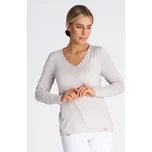 Volná halenka s výstřihem do V M980 Barva: Béžová, Velikost: L