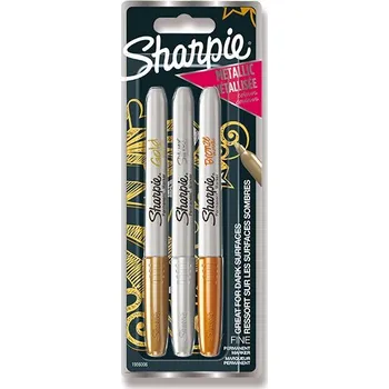 Permanentní popisovač Sharpie Metallic Clip Strip sada 3 ks, 12 blistrů, metalické barvy