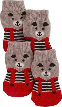 Obleček pro psa Kerbl Bruno ponožky pro psy 4 ks červené/medvídek L