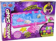 LEAN Toys Magic Sand Sada kinetického písku s formičkami Mořští živočichové 750 g růžový/modrý/pískový