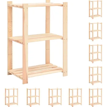 Dílenský regál vidaXL Regály 3 police 10 ks 60 x 38 x 90 cm masivní borovice 150 kg [3051124]