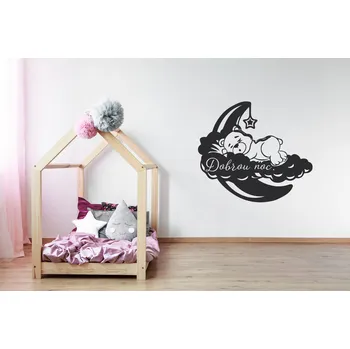 Samolepící dekorace Lepy.cz Samolepka na zeď Méďa - Dobrou noc Velikost (šířka x výška): l20x105cm, Barevná varianta: Světle oranžová