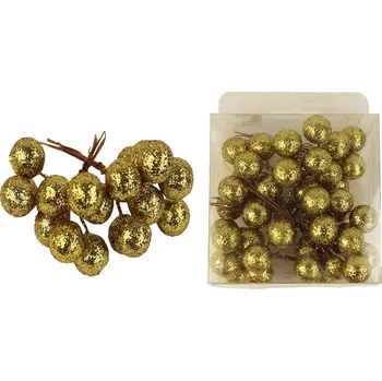 Vánoce MOREX, s.r.o. Bobule zlaté 1,5 cm 5 svazků