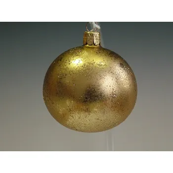 Vánoční ozdoba Vánoční skleněné koule 7cm, hladké, zlaté, mat/lesk, hubkovaný dekor, 6ks