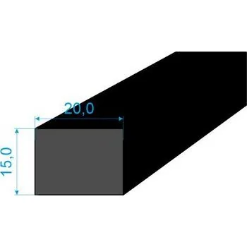 Těsnění do okna a dveří 0596152 Pryžový profil 15x20mm, EPDM 70°Sh obdélníkový