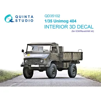 Plastikový model Quinta studio 1/35 Unimog 404 3D-Print.&col.Interior (ICM)