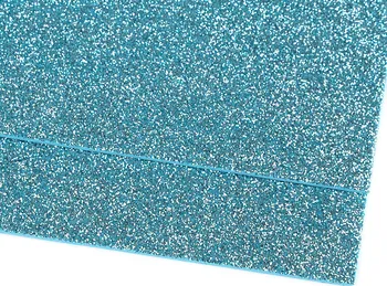 Moosgummi Pěnová guma 200 x 300 x 1,9 mm ledově modrá/glitry