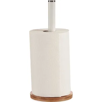 Odkapávač na nádobí Kinvara Stojan na papírové ručníky, bílá, bambusový tácek