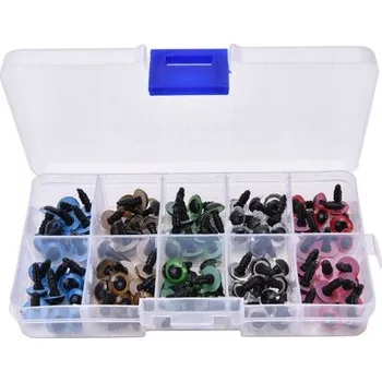 Oči hračkářské 12 mm, bezpečnostní sada 100 ks v krabičce