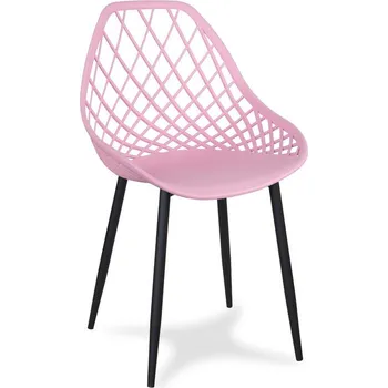 Jídelní židle Jídelní židle OSLO růžová na černých kovových nohách
