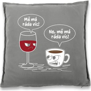 Dekorativní polštářek Polštářek Mě má ráda, Barva Šedá, Velikost 40×40 cm, Canvas Bavlněný polštář Bezvatriko.cz 0316