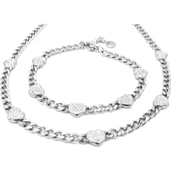 Souprava šperků Steel Jewelry Set Náhrdelník a náramek srdce z chirurgické oceli SET231087 dárkové balení zdarma