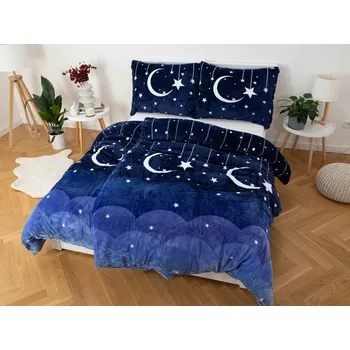 Povlečení Mikroplyšové povlečení Exclusive Noční obloha 140 x 200, 70 x 90 cm zipový uzávěr