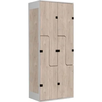 TRITON šatní skříň se 4 boxy a dveřmi ve tvaru Z, kov-lamino T1970, šedá - ořech Light Rockrord + doprava zdarma