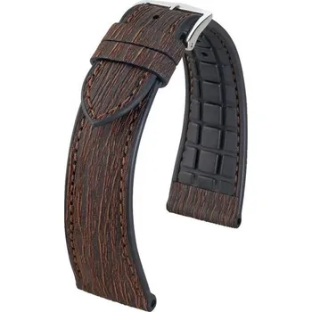 Řemínek na hodinky Řemínek Hirsch Bark - hnědý - 20 mm - L – Standardní délka (doporučujeme) - 16 mm - Stříbrná + 5 let záruka a dárek ZDARMA