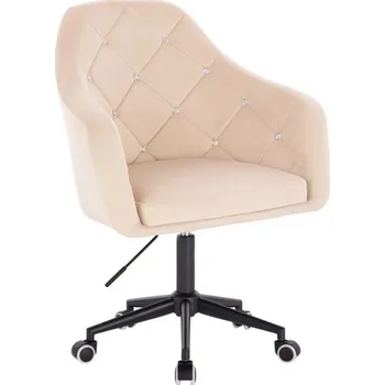 LuxuryForm DESIGN Kosmetické křeslo ROMA VELUR na černé podstavě s kolečky - krémové