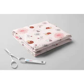 Zakázkový tisk, softshell, kočárkovina... Berušky a květy Látky k tisku: Kočárkovina