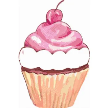 Diamantové malování Diamantové malování - Muffin s třešničkou Velikost: 20x30cm, Rámování: Pouze srolované plátno, Diamanty: Čtvercové