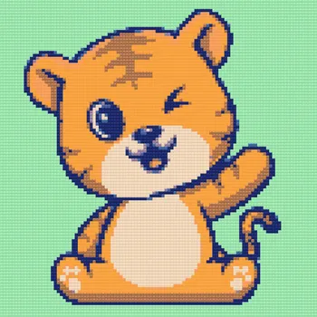 Diamantové malování Diamantové malování - Malý tygřík Velikost: 30x30cm, Rámování: Pouze srolované plátno, Diamanty: Kulaté
