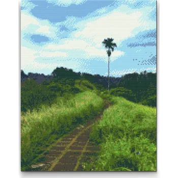 Diamantové malování Diamantové malování - Procházka rýžovými poli, Bali Velikost: 30x40cm, Rámování: Pouze srolované plátno, Diamanty: Čtvercové