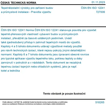ČSN EN ISO 12241 - Tepelněizolační výrobky pro zařízení budov a průmyslové instalace - Pravidla výpočtu - Tisk
