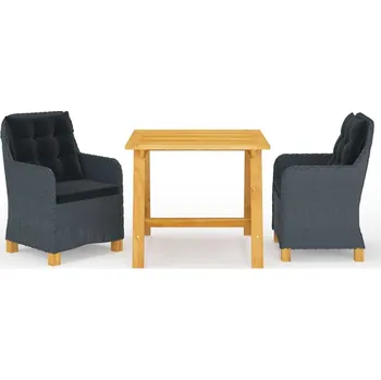 Zahradní sestava vidaXL 3dílný zahradní jídelní set tmavě šedý [3068734] Barva: Tmavě šedá