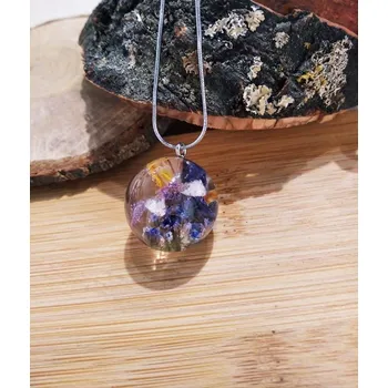 Náhrdelník VitaliaArt | Náhrdelník z pravých květů střední Fialka, limonium - Vitalia Art 0001622