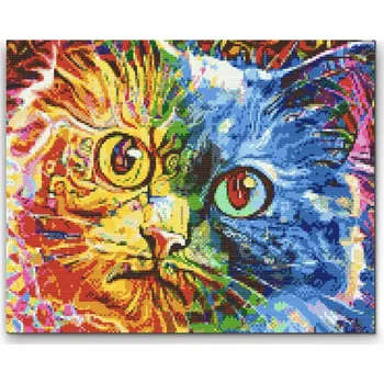 Diamantové malování Diamantové malování - Barevná kočka 3 Velikost: 30x40cm, Rámování: Pouze srolované plátno, Diamanty: Čtvercové