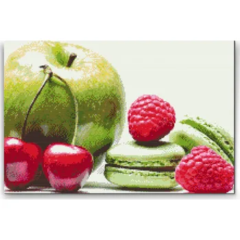 Diamantové malování Diamantové malování - Ovoce a makronka Velikost: 40x60cm, Rámování: Pouze srolované plátno, Diamanty: Čtvercové