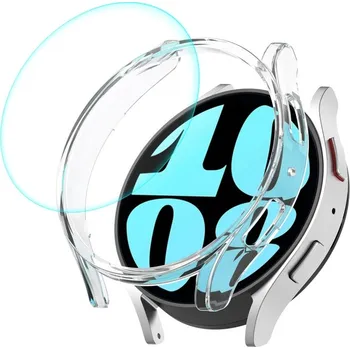 Příslušenství k chytrým hodinkám ENKAY 65806 ENKAY PC FULL COVER Plastový kryt se sklem pro Samsung Galaxy Watch 6 44mm průhledný