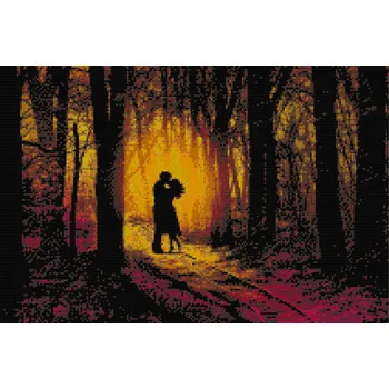 Diamantové malování Diamantové malování - Zamilovaný pár v lese Velikost: 40x60cm, Rámování: Pouze srolované plátno, Diamanty: Kulaté
