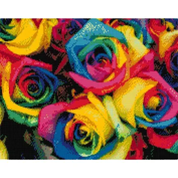 Diamantové malování Diamantové malování - Barevné růže Velikost: 30x40cm, Rámování: Pouze srolované plátno, Diamanty: Čtvercové